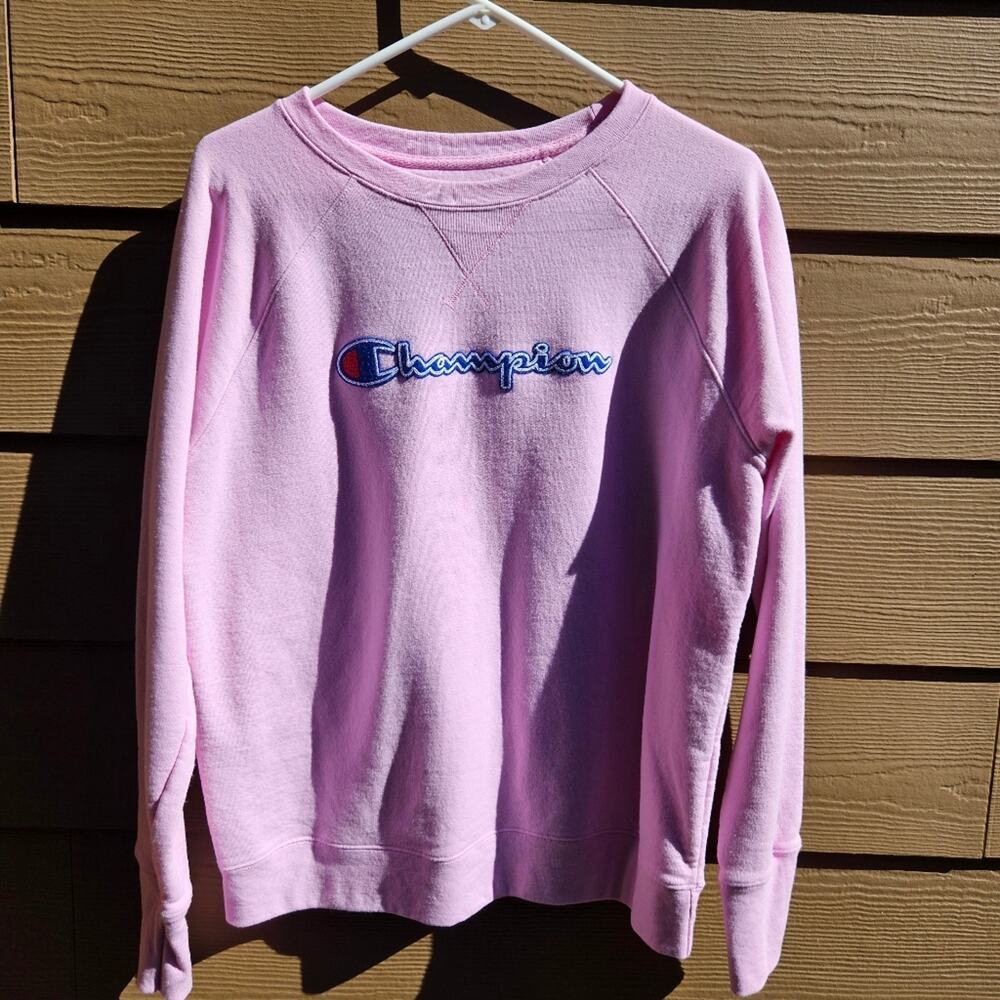 Champion Women's Large Pink Crew Neck Sweater